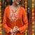 Saffron viscose chanderi silk gown pant with dupatta