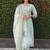 Sea green roman silk handwork Kurta pant with dupatta