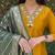 mustard yellow roman silk handwork & nylon muslin Kurta pant with dupatta