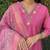 Pink roman silk handwork Kurta pant with dupatta