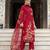 Red pure natural crepe floral printed straight kurta with pant & printed dupatta