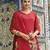 Red pure natural crepe floral printed straight kurta with pant & printed dupatta