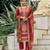 Red pure natural crepe floral printed straight kurta with pant & printed dupatta