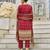 Red pure natural crepe floral printed straight kurta with pant & printed dupatta