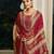 Red pure natural crepe floral printed straight kurta with pant & printed dupatta