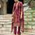 Maroon pure natural crepe floral printed straight kurta with pant & printed dupatta