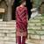 Maroon pure natural crepe floral printed straight kurta with pant & printed dupatta
