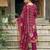 Magenta pure natural crepe floral printed straight kurta with pant & printed dupatta