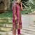 Magenta pure natural crepe floral printed straight kurta with pant & printed dupatta