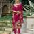 Magenta pure natural crepe floral printed straight kurta with pant & printed dupatta