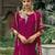 Magenta pure natural crepe floral printed straight kurta with pant & printed dupatta