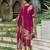 Magenta pure natural crepe floral printed straight kurta with pant & printed dupatta