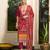 Red pure natural crepe floral printed straight kurta with pant & printed dupatta