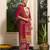 Red pure natural crepe floral printed straight kurta with pant & printed dupatta