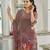 Purple pure natural crepe floral printed straight kurta with pant & printed dupatta
