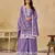 Lavender heavy chinon semi stitched palazzo suit with embroidey work
