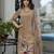 Taupe pure natural crepe floral printed straight kurta with pant & printed dupatta