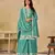 Sky blue heavy chinon semi stitched palazzo suit with embroidey work