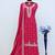Red heavy vichitra silk semi stitched suit with sequence & multi work