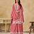 Peach heavy chinon semi stitched palazzo suit with embroidey work