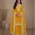 Yellow heavy vichitra silk semi stitched suit with sequence & multi work