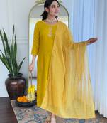 Women Beautiful Embroidery Rayon Fabric with Straight Kurta, Pant and Dupatta Set