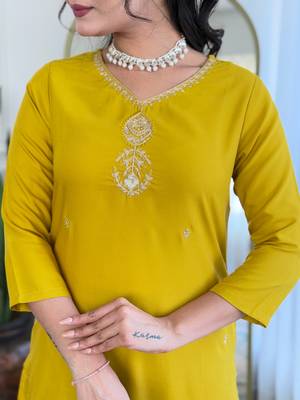 Women Beautiful Embroidery Rayon with Straight Kurta Pant and Dupatta Set 2