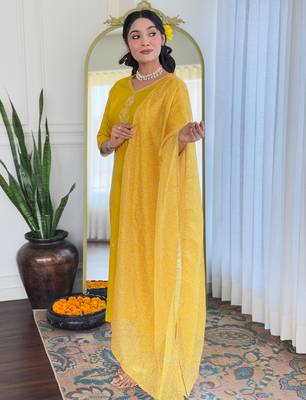 Women Beautiful Embroidery Rayon with Straight Kurta Pant and Dupatta Set 3