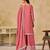 Peach heavy chinon semi stitched palazzo suit with embroidey work