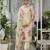 Off-white pure natural crepe floral printed straight kurta with pant & printed dupatta