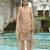 Peach pure natural crepe floral printed straight kurta with pant & printed dupatta