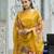 Mustard pure natural crepe floral printed straight kurta with pant & printed dupatta