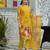 Mustard pure natural crepe floral printed straight kurta with pant & printed dupatta