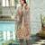 Grey pure natural crepe floral printed straight kurta with pant & printed dupatta