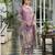 Mauve pure natural crepe floral printed straight kurta with pant & printed dupatta