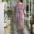 Mauve pure natural crepe floral printed straight kurta with pant & printed dupatta