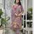 Purple pure natural crepe floral printed straight kurta with pant & printed dupatta