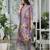 Purple pure natural crepe floral printed straight kurta with pant & printed dupatta