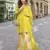 Yellow heavy chinon silk stitched sharara suit (Free Size)