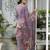 Purple pure natural crepe floral printed straight kurta with pant & printed dupatta