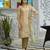 Beige pure natural crepe floral printed straight kurta with pant & printed dupatta