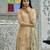 Beige pure natural crepe floral printed straight kurta with pant & printed dupatta