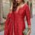 Red heavy chinon silk semi stitched shara suit