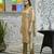 Beige pure natural crepe floral printed straight kurta with pant & printed dupatta