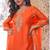 Orange heavy chinon silk semi stitched palazzo suit with sequence work
