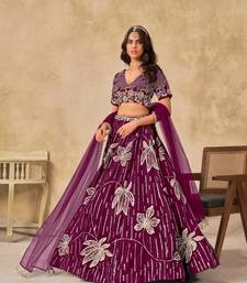 maroon heavy art silk blend lehenga set with choli and dupatta