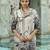 Grey pure natural crepe floral printed straight kurta with pant & printed dupatta