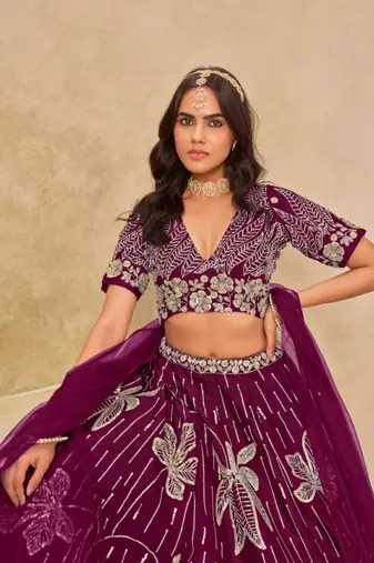 maroon heavy art silk lehenga set with choli and dupatta