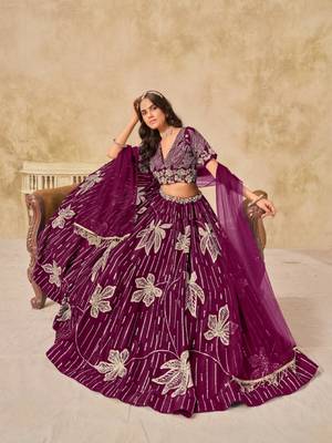 maroon heavy art silk blend lehenga set with choli and dupatta 3
