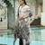 Grey pure natural crepe floral printed straight kurta with pant & printed dupatta